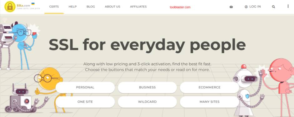 SSLs.com Official Homepage Interface